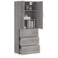 vidaXL Ντουλάπι Γκρι Sonoma 69,5 x 34 x 180 εκ. Επεξεργασμένο Ξύλο