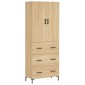 vidaXL Ντουλάπι Sonoma δρυς 69,5 x 34 x 180 εκ. από Επεξεργασμένο Ξύλο
