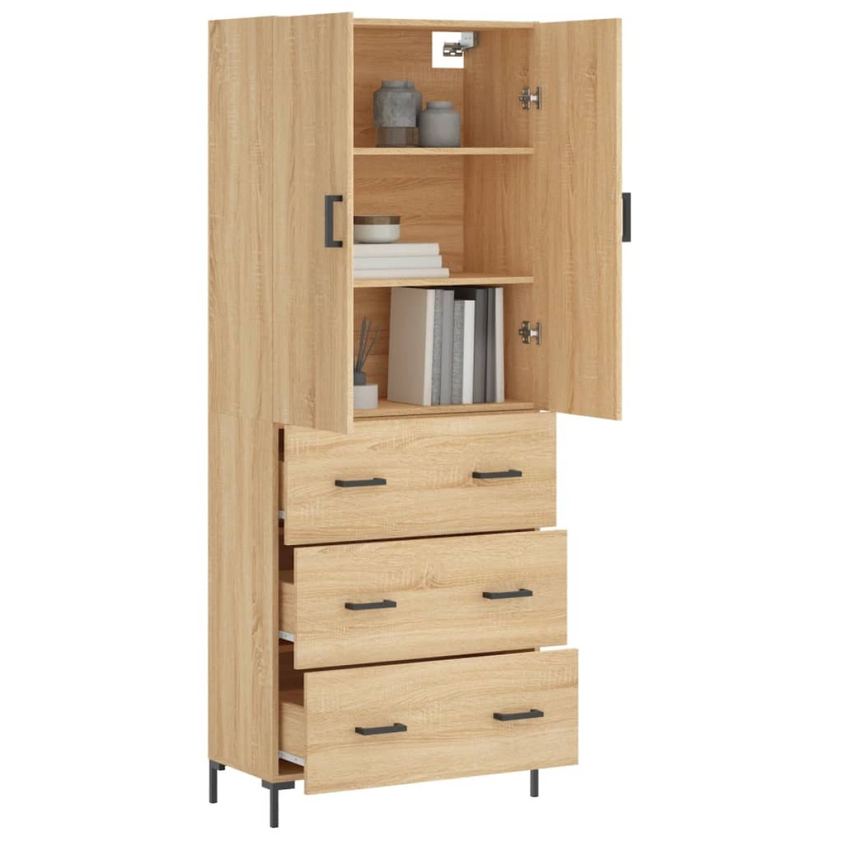 vidaXL Ντουλάπι Sonoma δρυς 69,5 x 34 x 180 εκ. από Επεξεργασμένο Ξύλο
