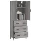 vidaXL Ντουλάπι Γκρι Sonoma 69,5 x 34 x 180 εκ. Επεξεργασμένο Ξύλο