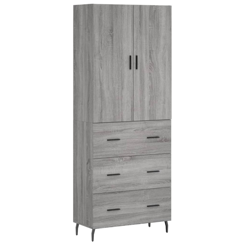 vidaXL Ντουλάπι Γκρι Sonoma 69,5 x 34 x 180 εκ. Επεξεργασμένο Ξύλο