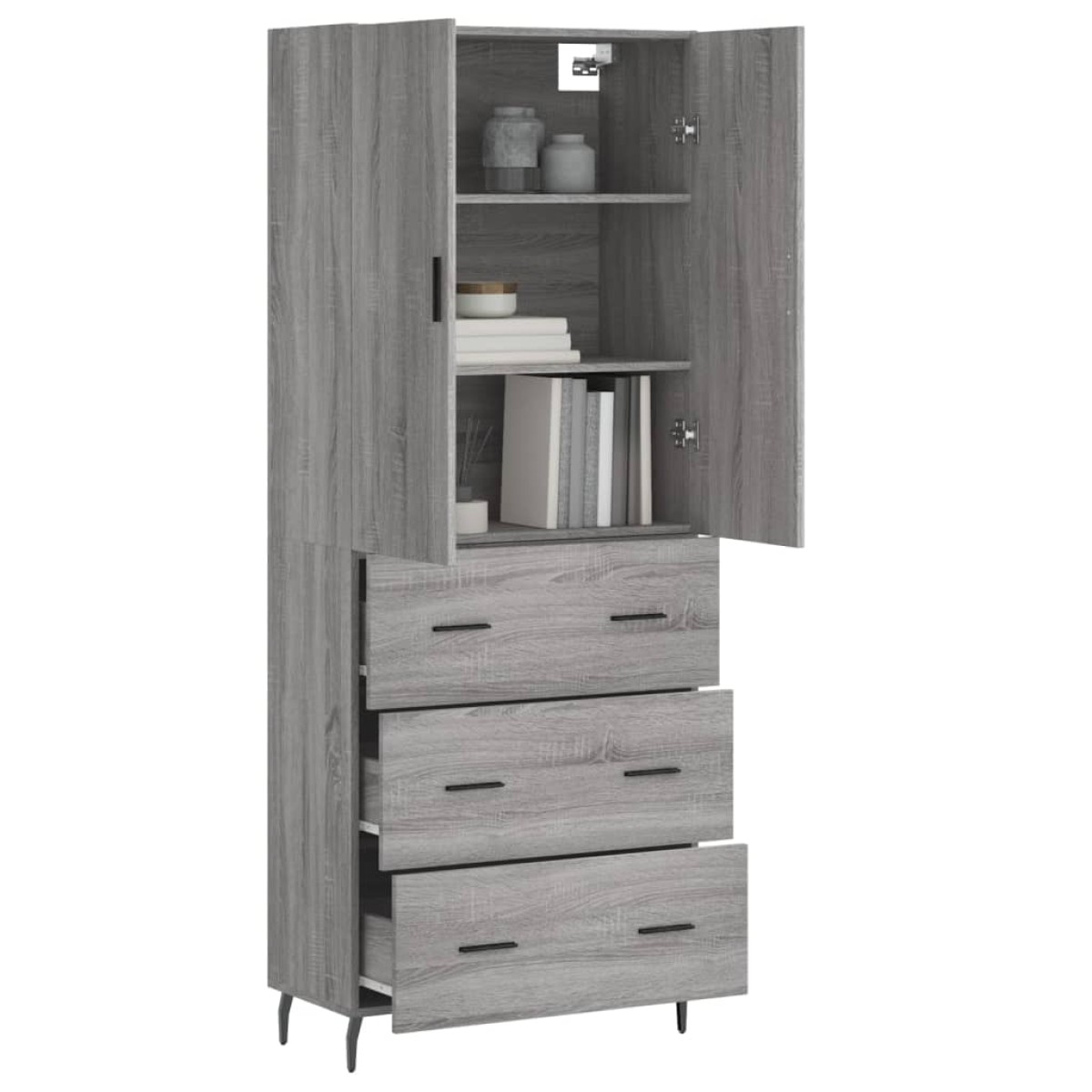 vidaXL Ντουλάπι Γκρι Sonoma 69,5 x 34 x 180 εκ. Επεξεργασμένο Ξύλο