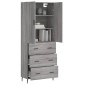 vidaXL Ντουλάπι Γκρι Sonoma 69,5 x 34 x 180 εκ. Επεξεργασμένο Ξύλο
