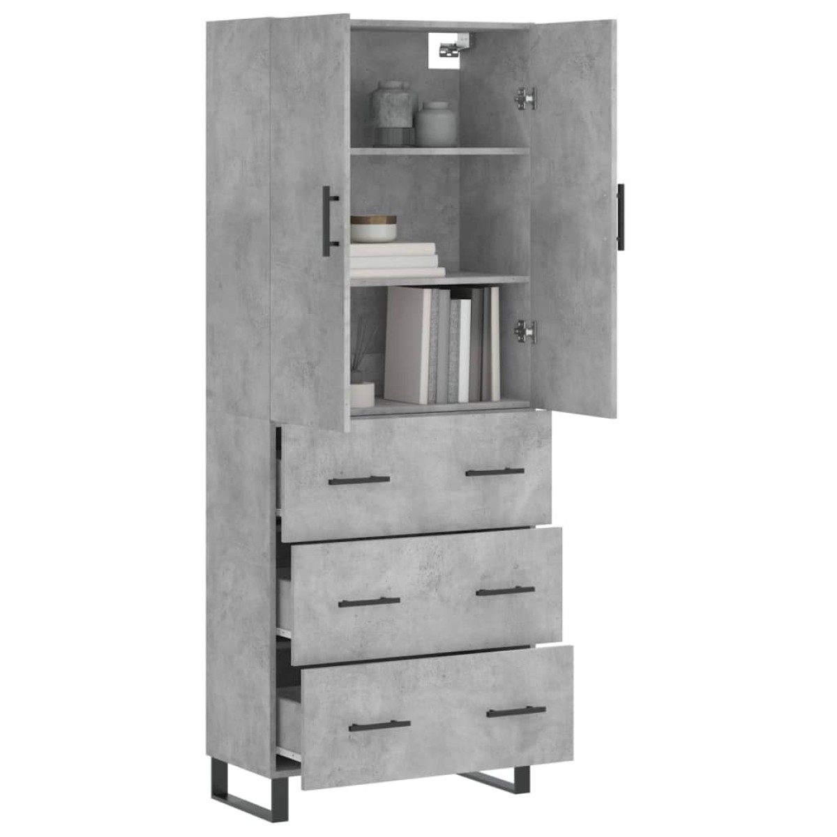 vidaXL Ντουλάπι Γκρι Σκυροδέματος 69,5x34x180 εκ. Επεξεργασμένο Ξύλο