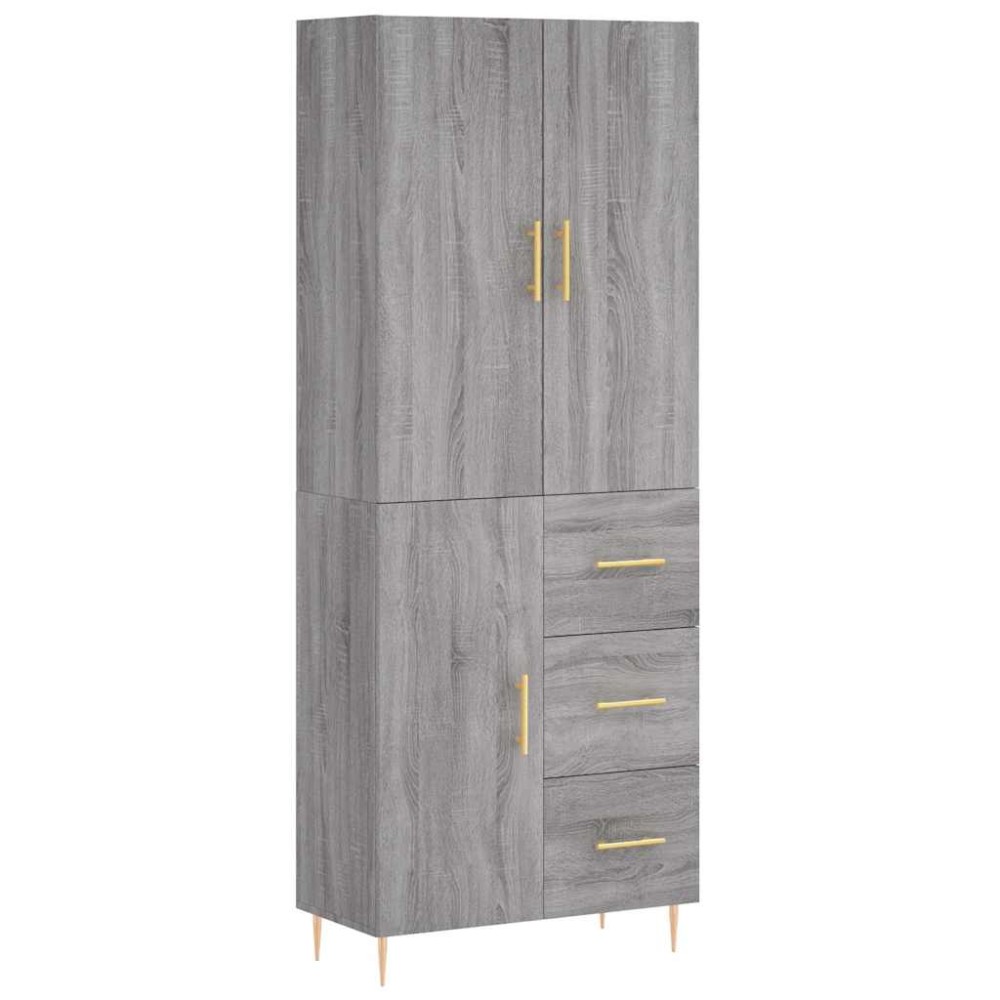 vidaXL Ντουλάπι Γκρι Sonoma 69,5 x 34 x 180 εκ. Επεξεργασμένο Ξύλο