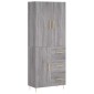 vidaXL Ντουλάπι Γκρι Sonoma 69,5 x 34 x 180 εκ. Επεξεργασμένο Ξύλο
