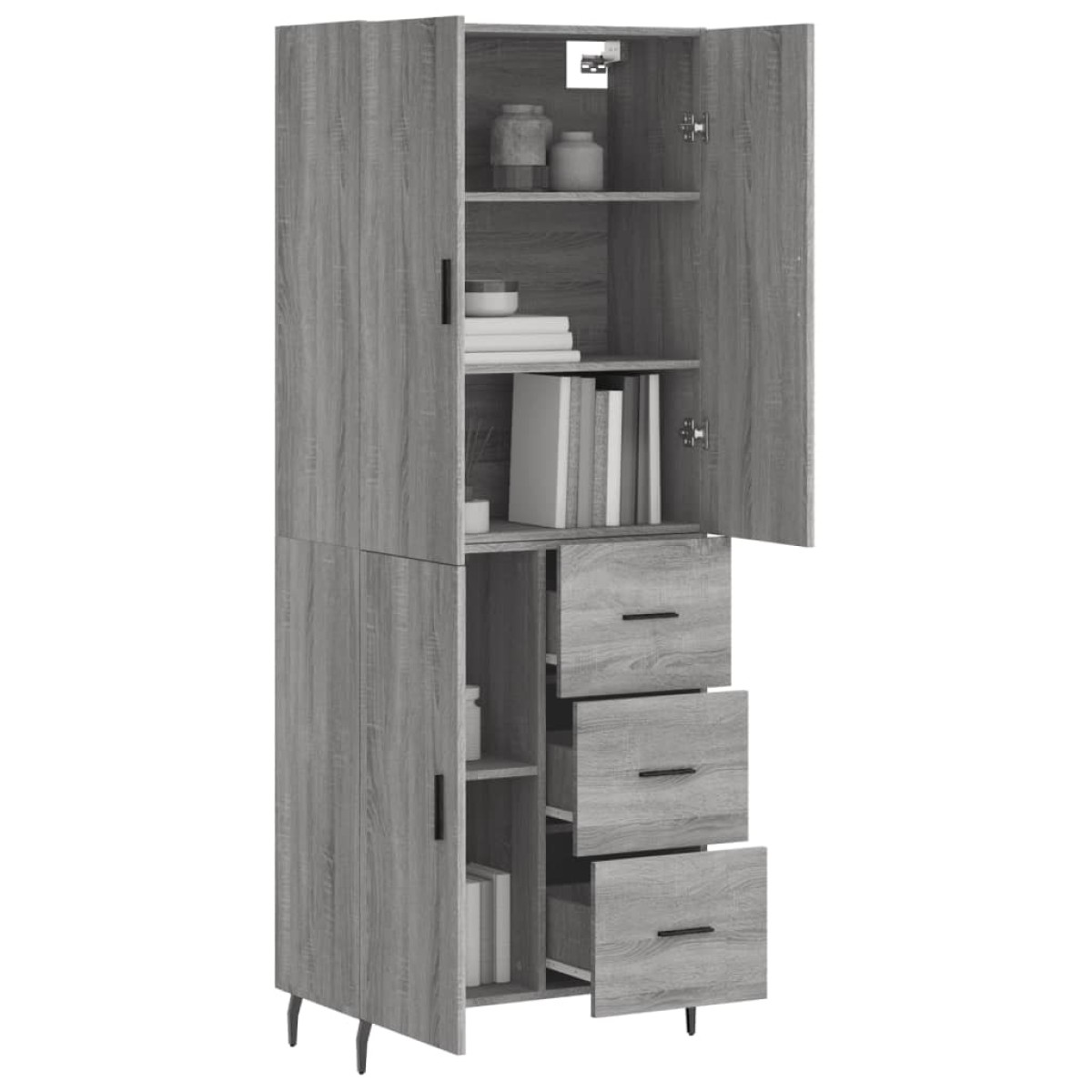 vidaXL Ντουλάπι Γκρι Sonoma 69,5 x 34 x 180 εκ. Επεξεργασμένο Ξύλο