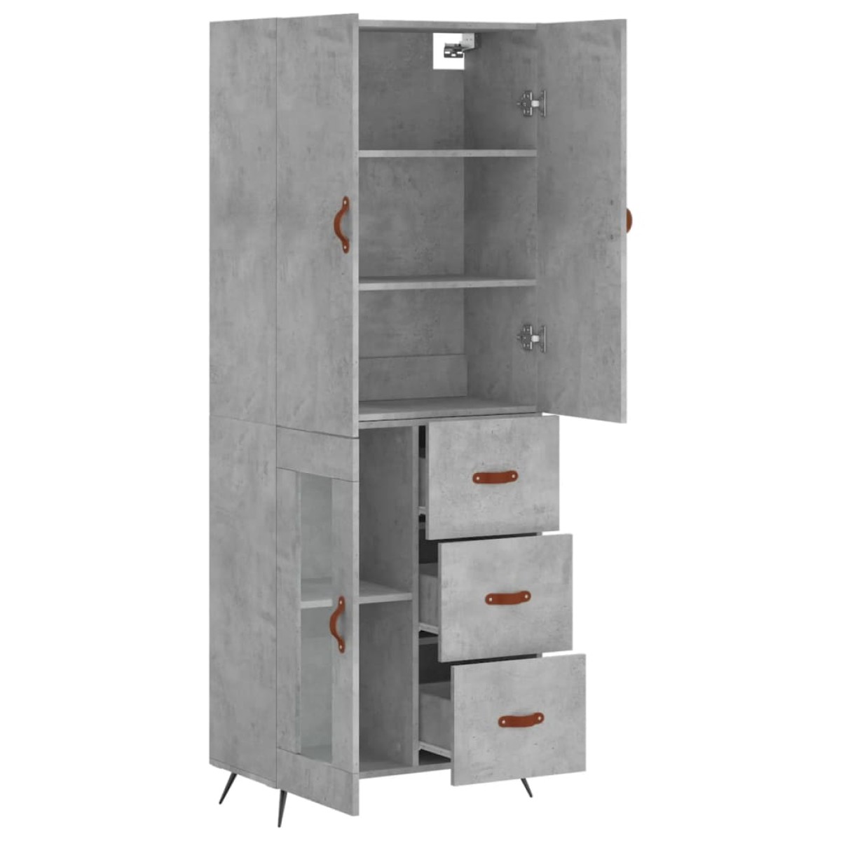 vidaXL Ντουλάπι Γκρι Σκυροδέματος 69,5x34x180 εκ. Επεξεργασμένο Ξύλο