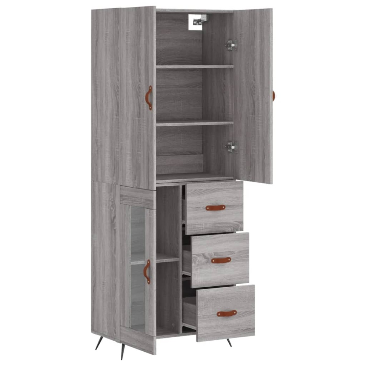 vidaXL Ντουλάπι Γκρι Sonoma 69,5 x 34 x 180 εκ. Επεξεργασμένο Ξύλο