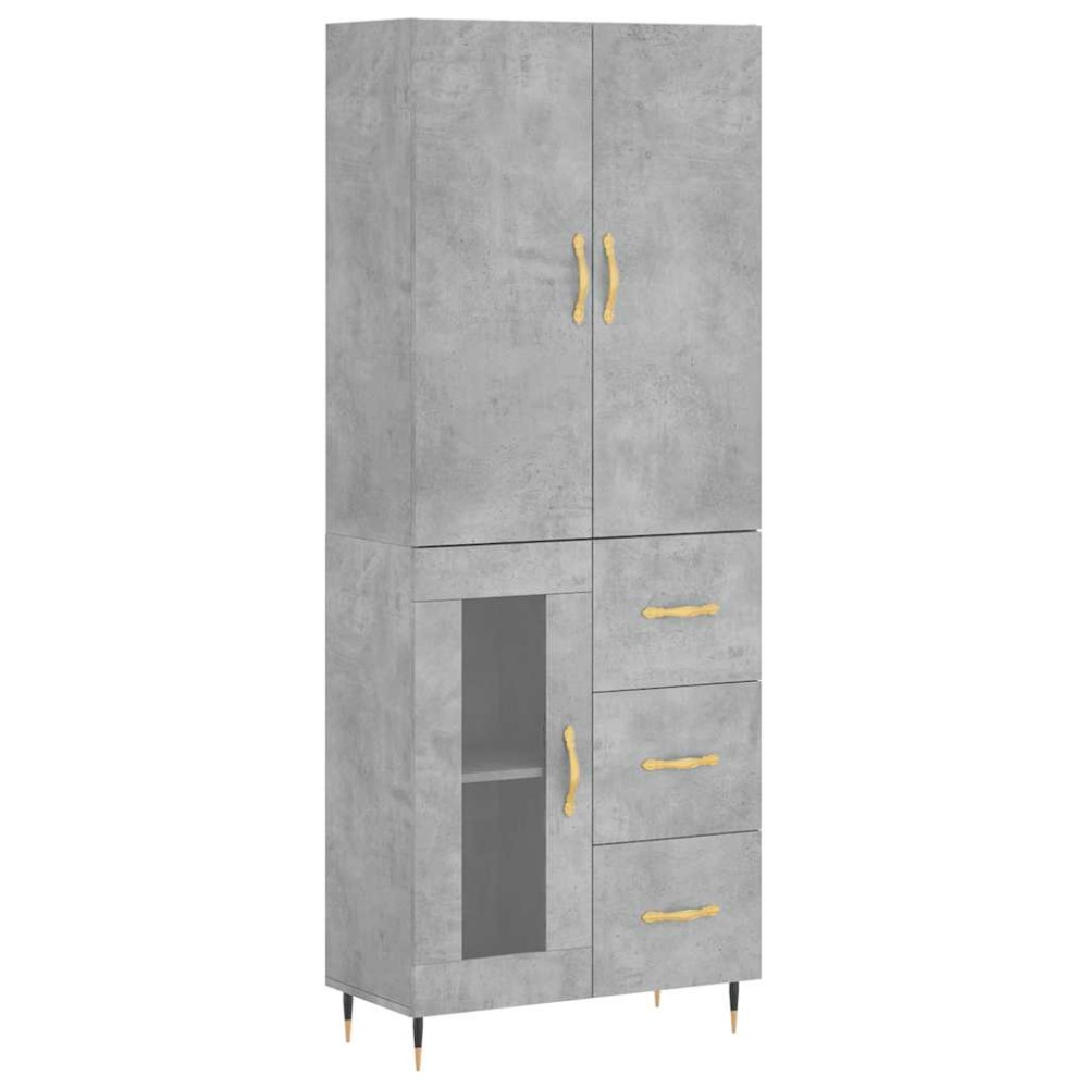 vidaXL Ντουλάπι Γκρι Σκυροδέματος 69,5x34x180 εκ. Επεξεργασμένο Ξύλο