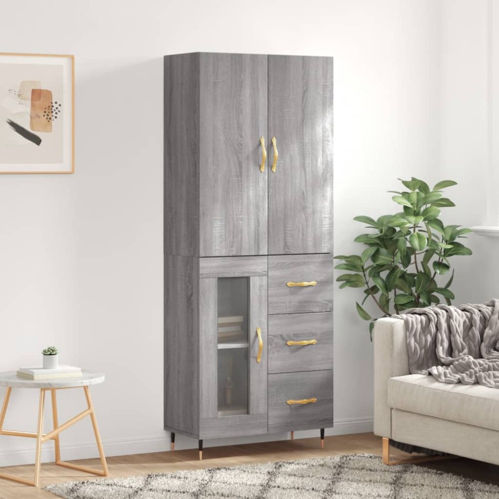 vidaXL Ντουλάπι Γκρι Sonoma 69,5 x 34 x 180 εκ. Επεξεργασμένο Ξύλο