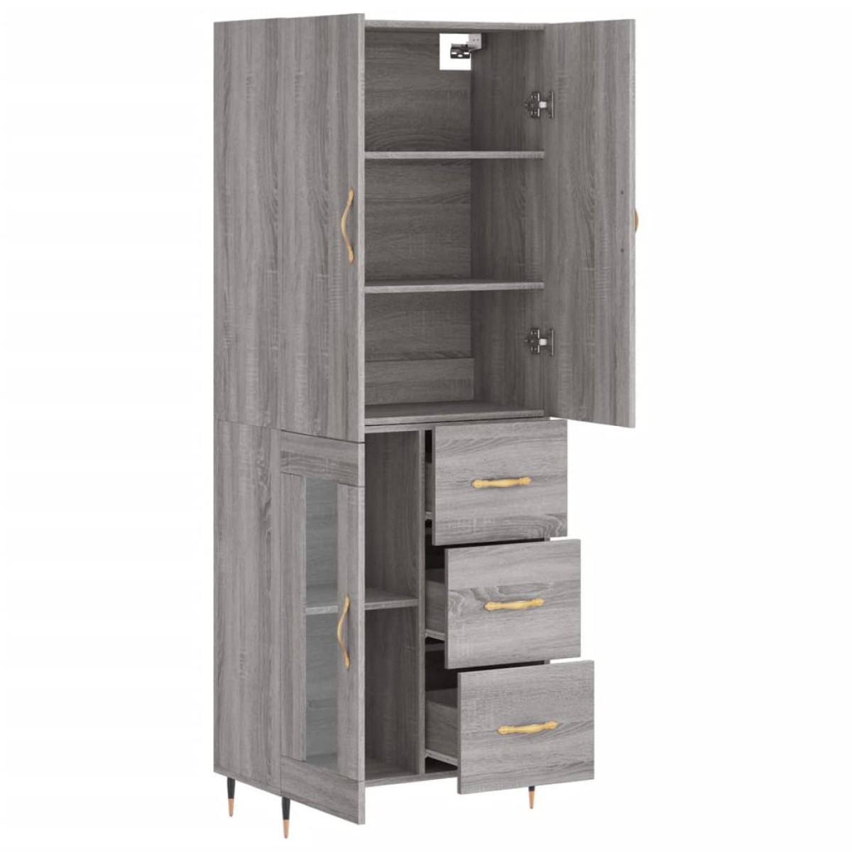 vidaXL Ντουλάπι Γκρι Sonoma 69,5 x 34 x 180 εκ. Επεξεργασμένο Ξύλο