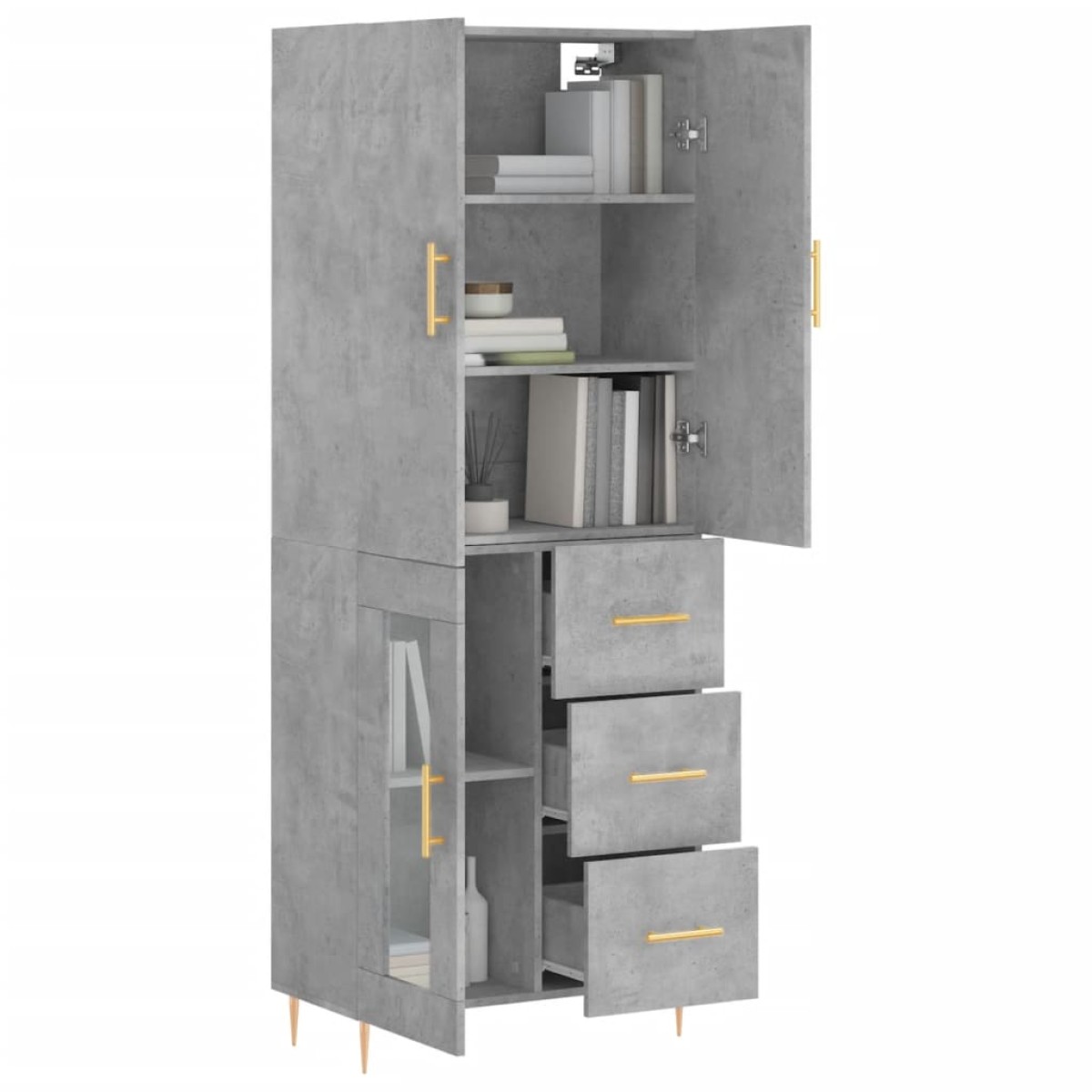 vidaXL Ντουλάπι Γκρι Σκυροδέματος 69,5x34x180 εκ. Επεξεργασμένο Ξύλο