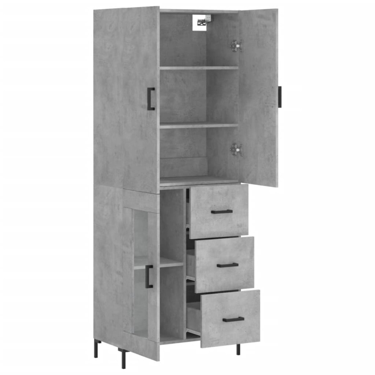 vidaXL Ντουλάπι Γκρι Σκυροδέματος 69,5x34x180 εκ. Επεξεργασμένο Ξύλο