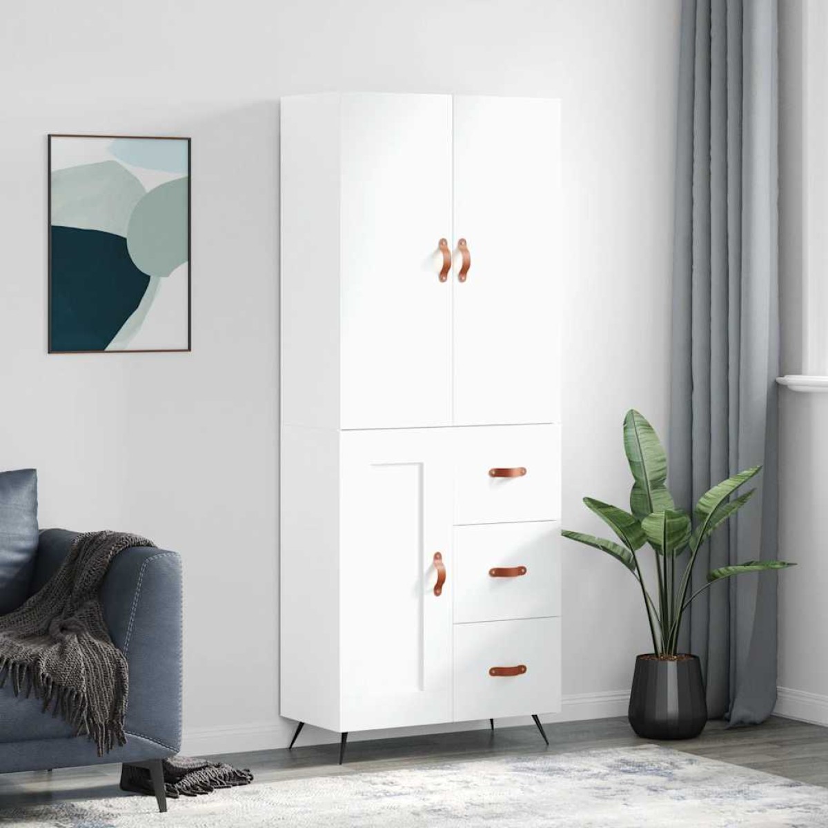 vidaXL Ντουλάπι Λευκό 69,5x34x180 εκ. από Επεξεργασμένο Ξύλο