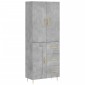 vidaXL Ντουλάπι Γκρι Σκυροδέματος 69,5x34x180 εκ. Επεξεργασμένο Ξύλο