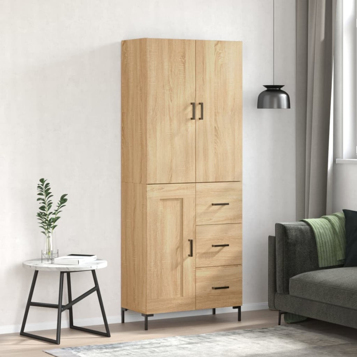 vidaXL Ντουλάπι Sonoma δρυς 69,5 x 34 x 180 εκ. από Επεξεργασμένο Ξύλο