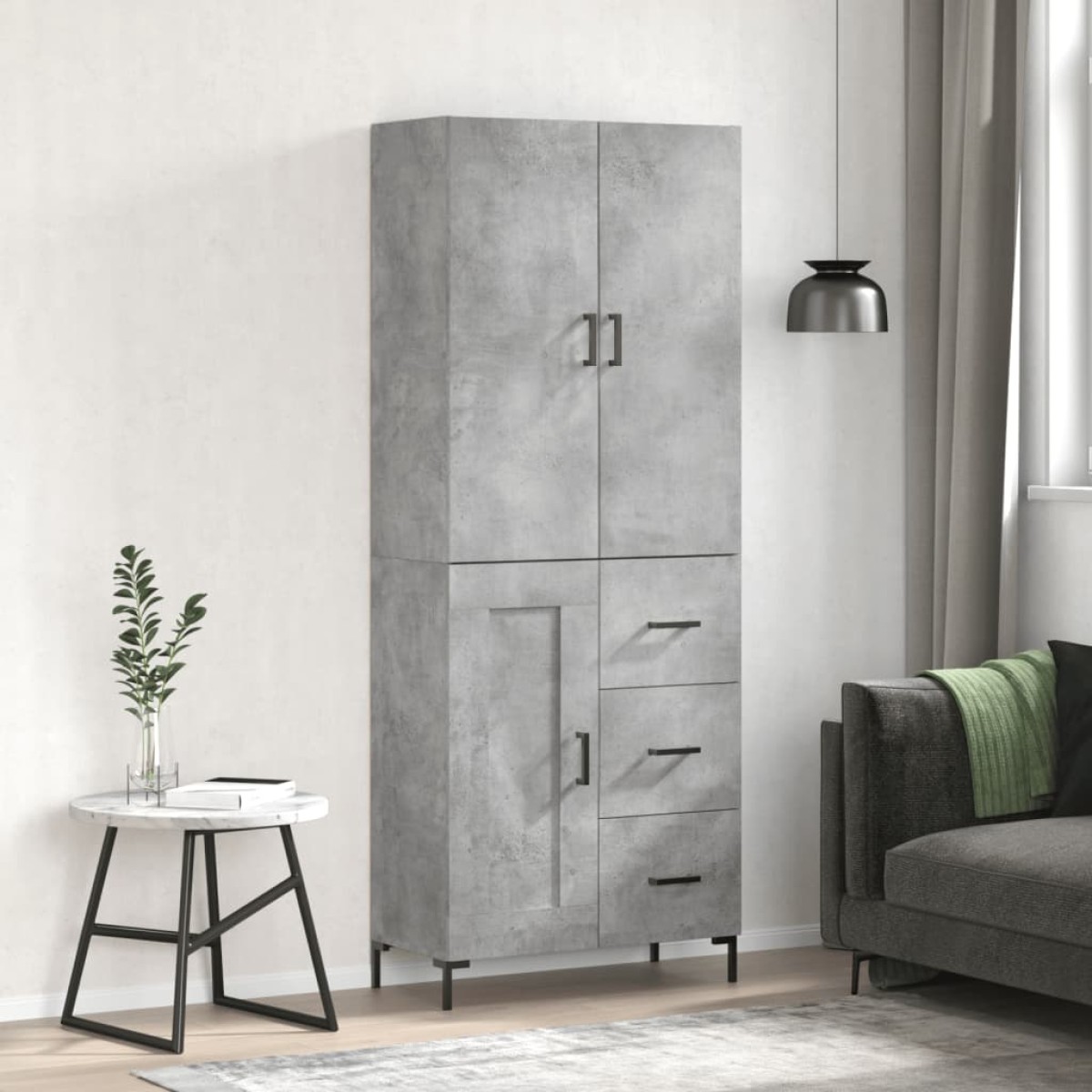 vidaXL Ντουλάπι Γκρι Σκυροδέματος 69,5x34x180 εκ. Επεξεργασμένο Ξύλο