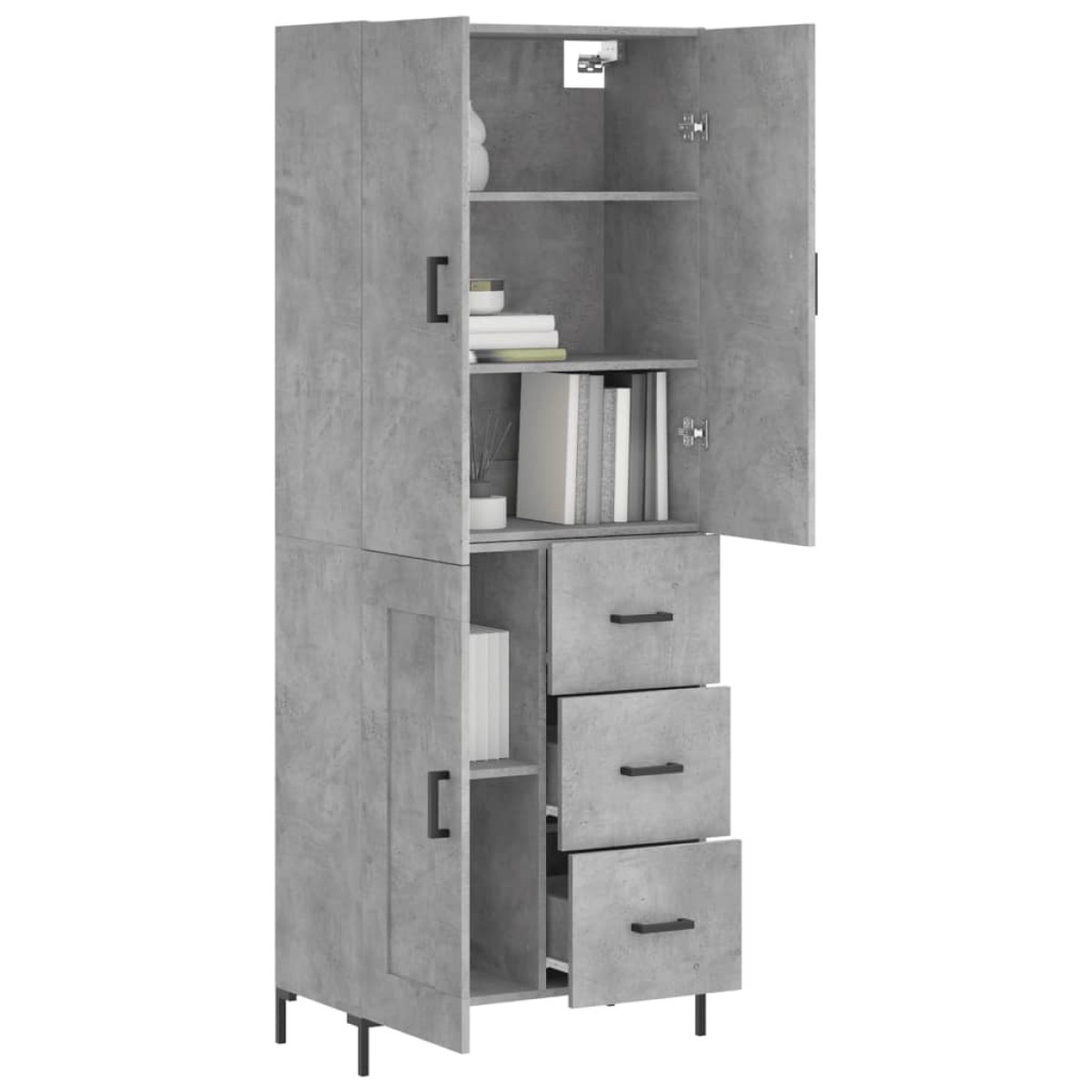 vidaXL Ντουλάπι Γκρι Σκυροδέματος 69,5x34x180 εκ. Επεξεργασμένο Ξύλο
