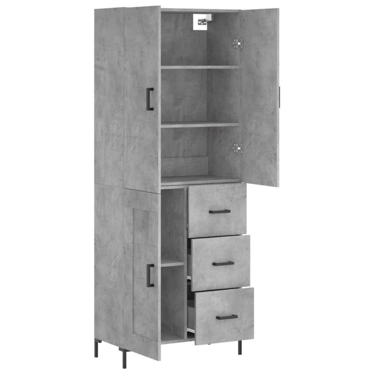 vidaXL Ντουλάπι Γκρι Σκυροδέματος 69,5x34x180 εκ. Επεξεργασμένο Ξύλο