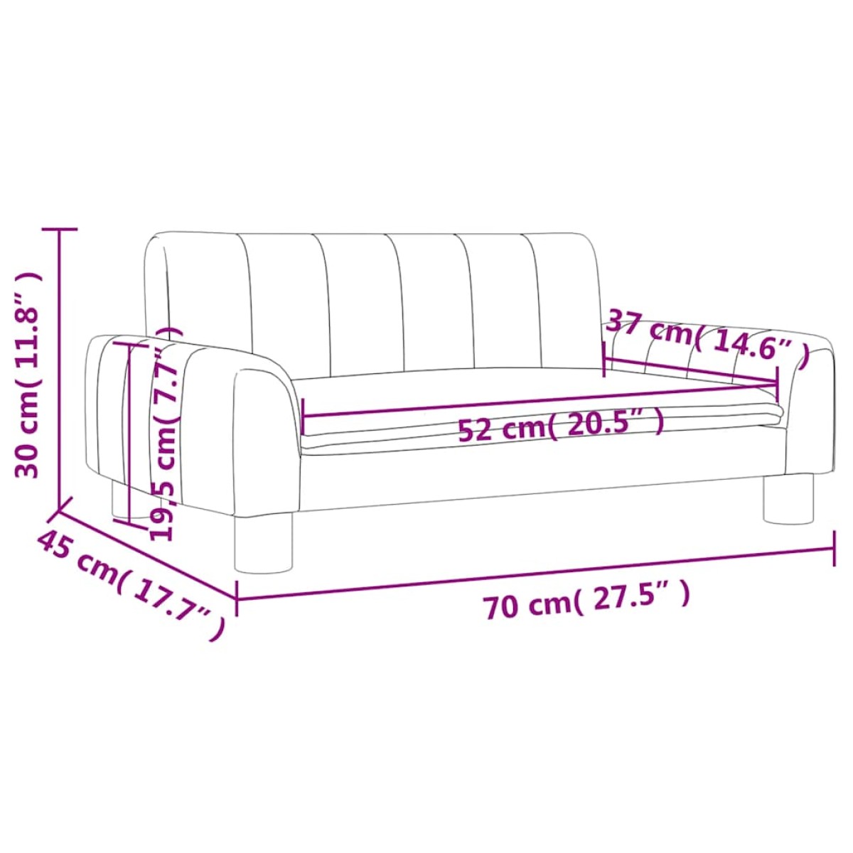 vidaXL Καναπές Παιδικός κρεμ 70x45x30 εκ. από Ύφασμα