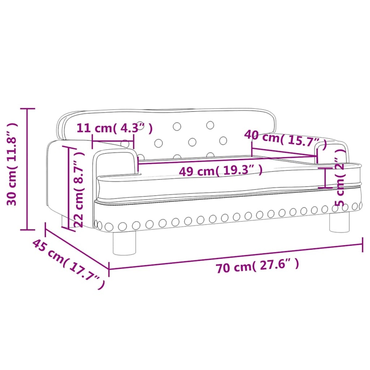 vidaXL Καναπές Παιδικός Καφέ 70 x 45 x 30 εκ. από Βελούδο