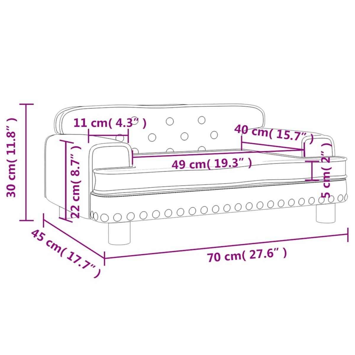 vidaXL Καναπές Παιδικός Καφέ 70 x 45 x 30 εκ. από Συνθετικό Δέρμα