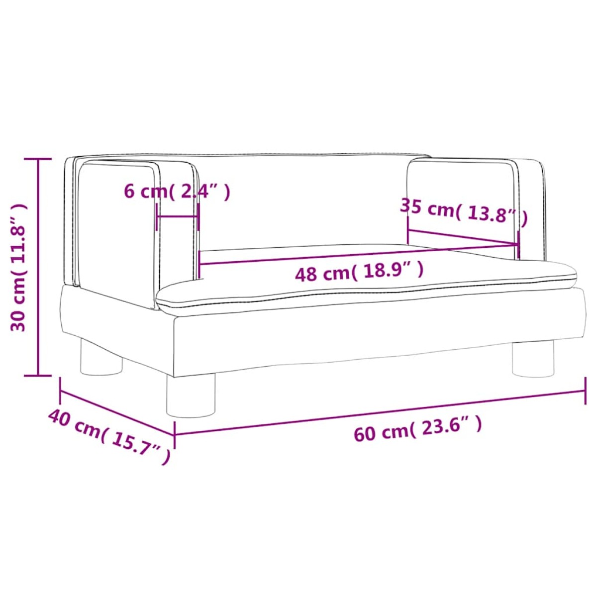 vidaXL Καναπές Παιδικός Καφέ 60 x 40 x 30 εκ. από Βελούδο