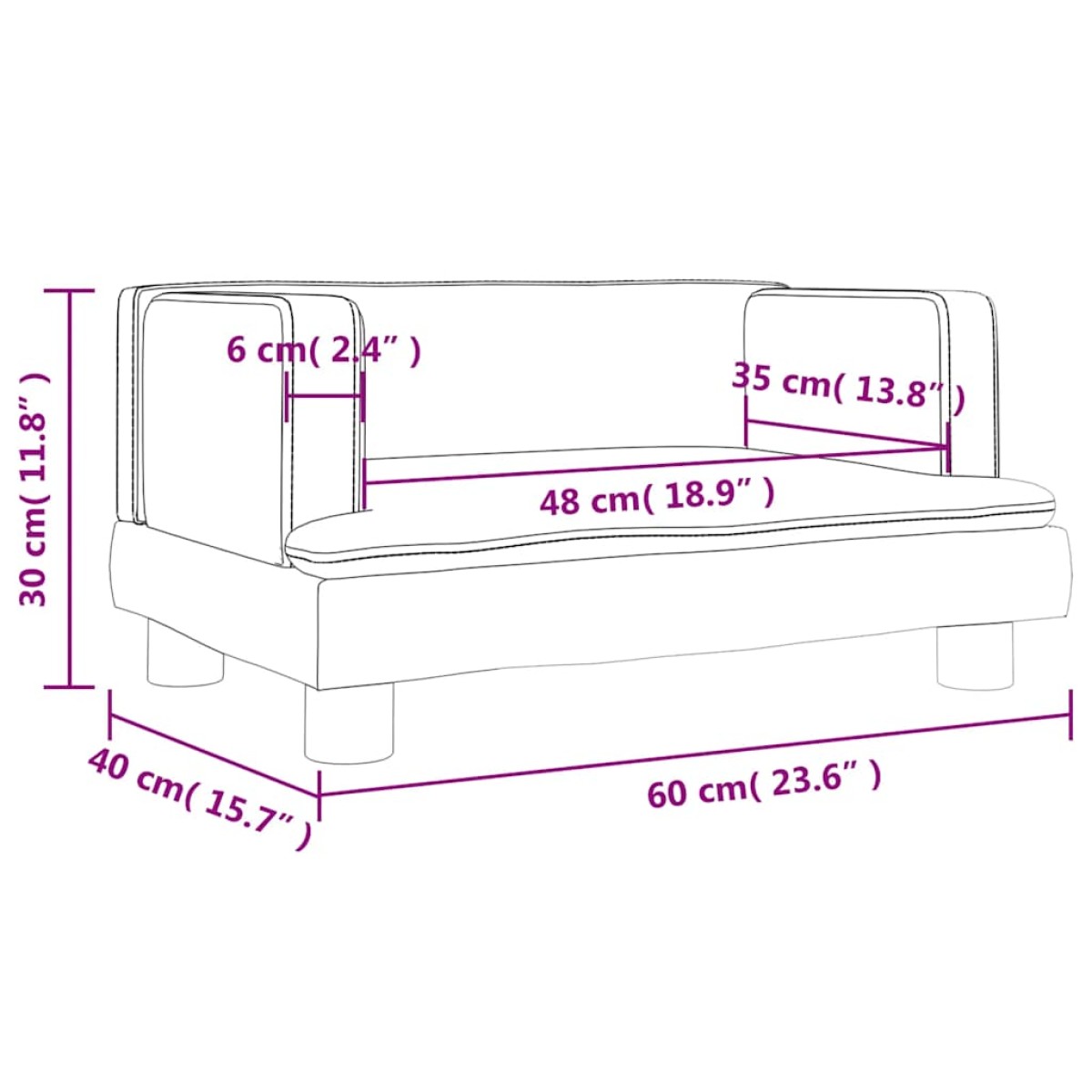 vidaXL Καναπές Παιδικός κρεμ 60 x 40 x 30 εκ. από Βελούδο