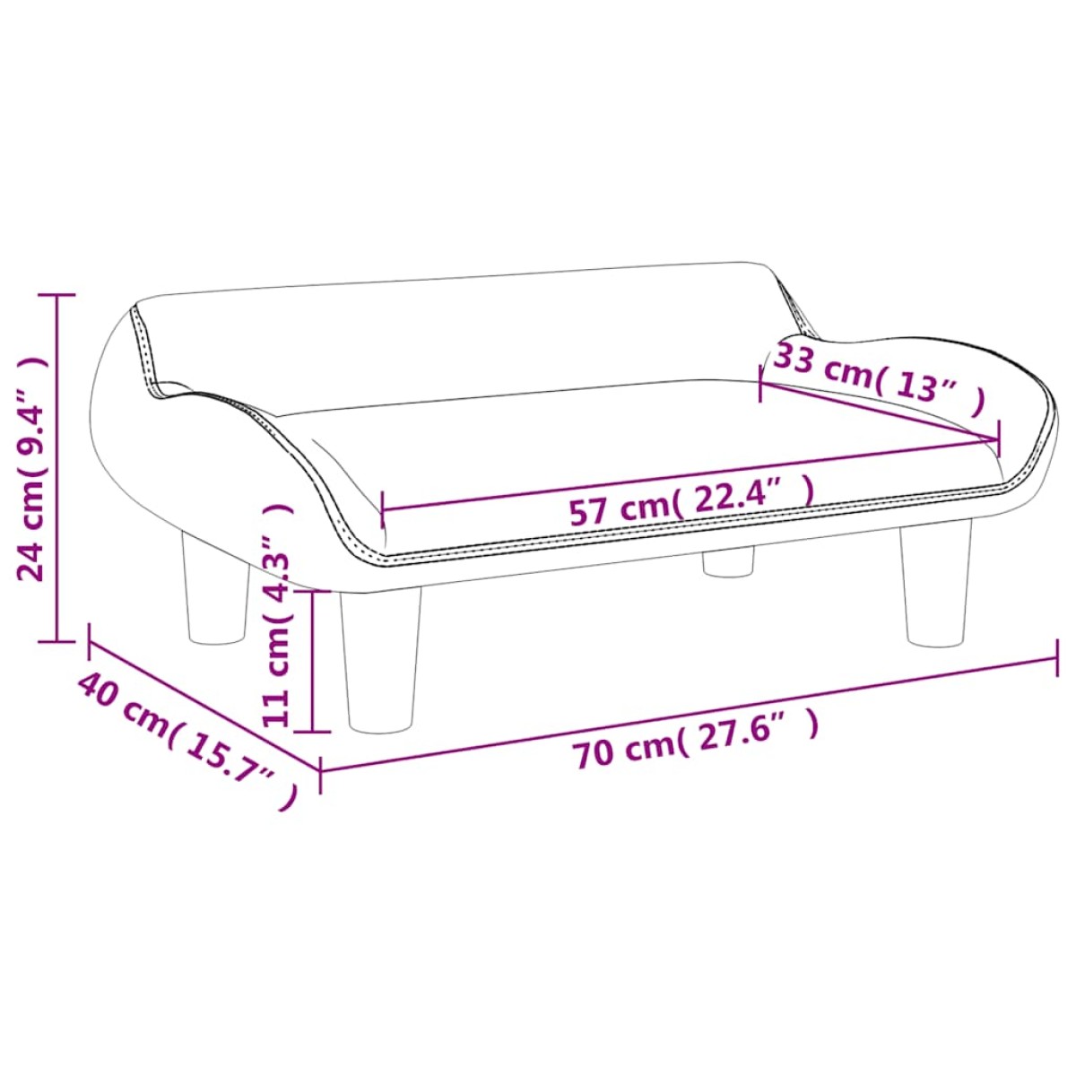 vidaXL Καναπές Παιδικός Ανοιχτό Γκρι 70 x 40 x 24 εκ. από Βελούδο