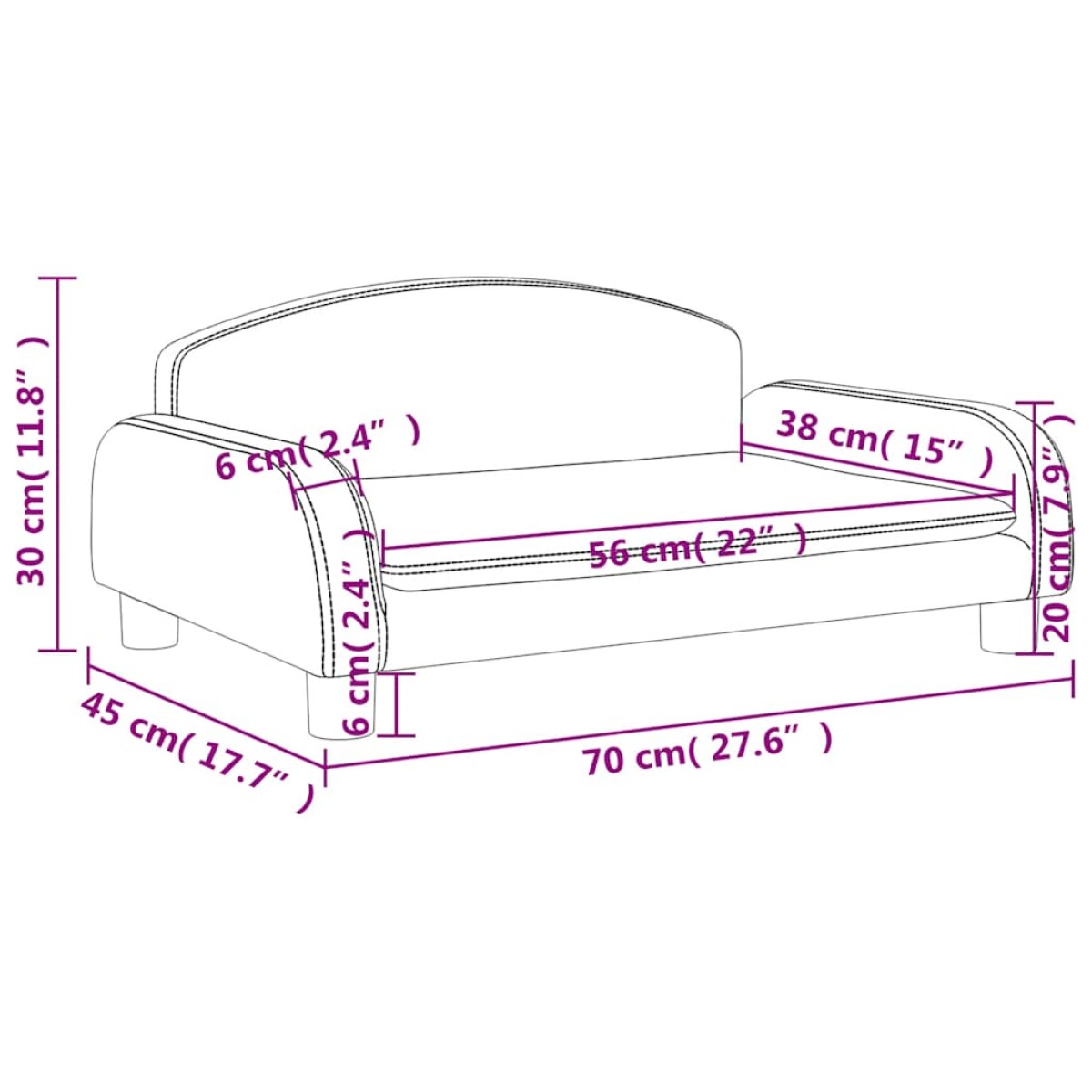 vidaXL Καναπές Παιδικός Καφέ 70 x 45 x 30 εκ. από Ύφασμα