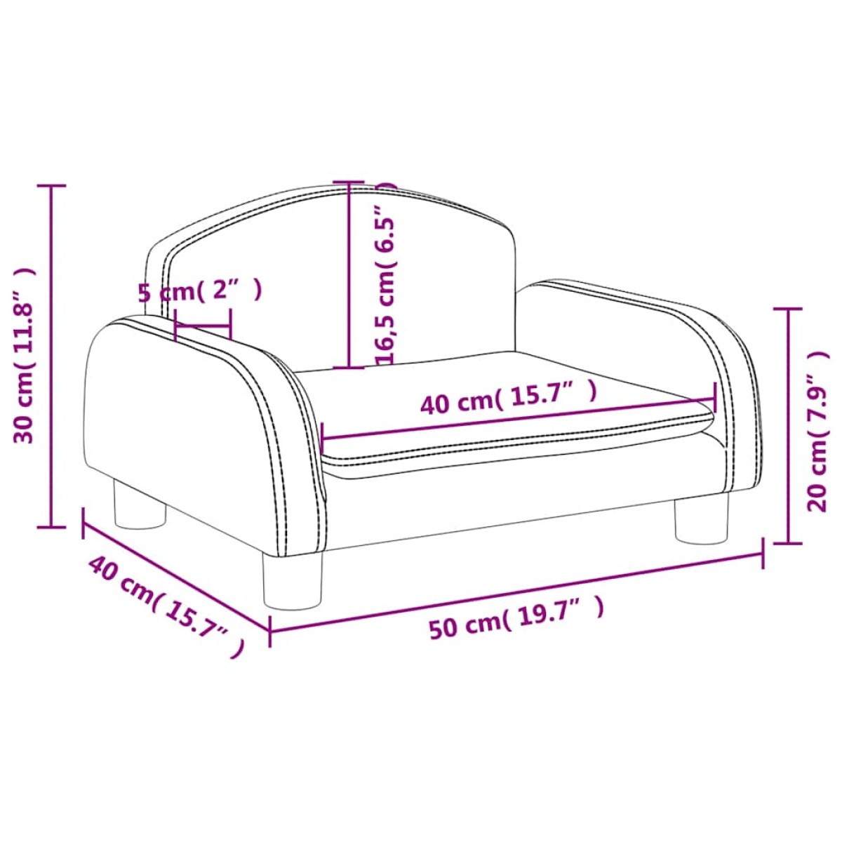 vidaXL Καναπές Παιδικός κρεμ 50x40x30 εκ. από Ύφασμα