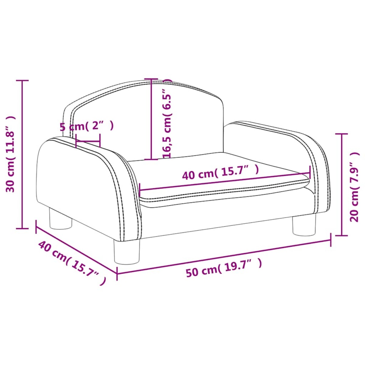 vidaXL Καναπές Παιδικός Καφέ 50x40x30 εκ. από Ύφασμα