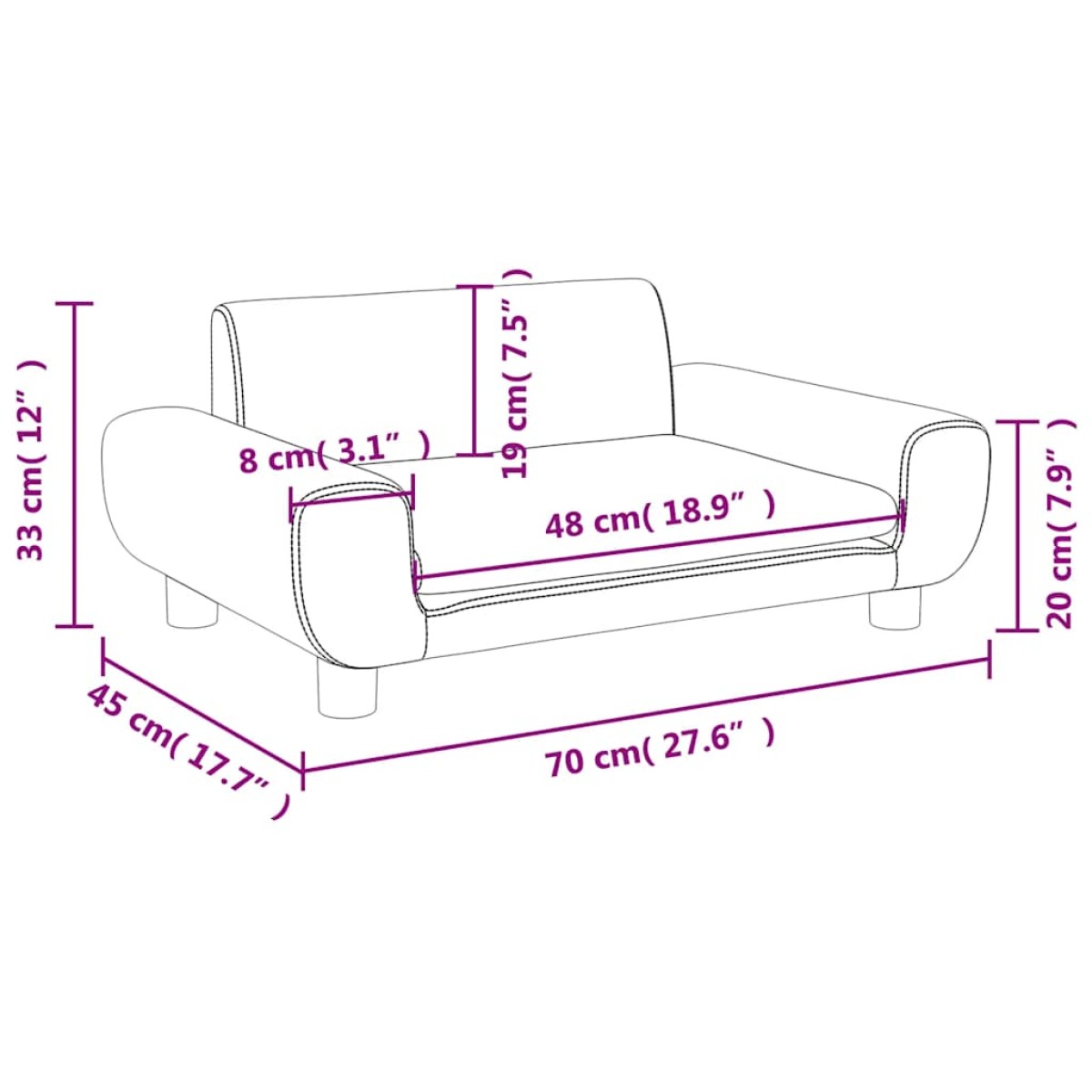 vidaXL Καναπές Παιδικός Καφέ 70 x 45 x 33 εκ. από Βελούδο