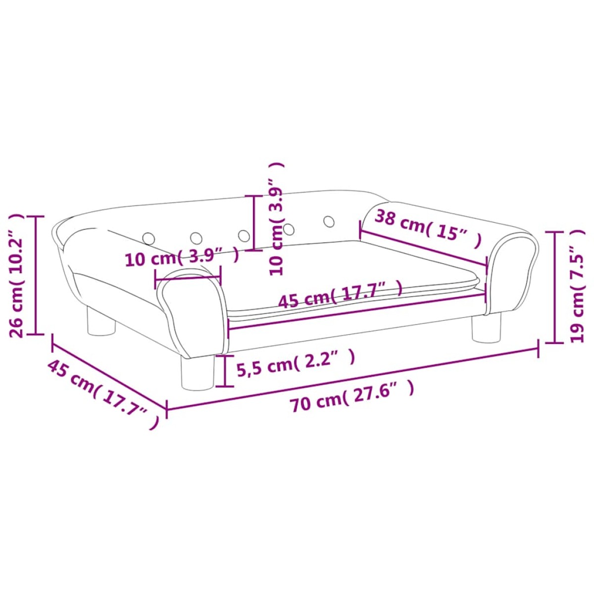 vidaXL Καναπές Παιδικός Καφέ 70 x 45 x 26 εκ. από Βελούδο