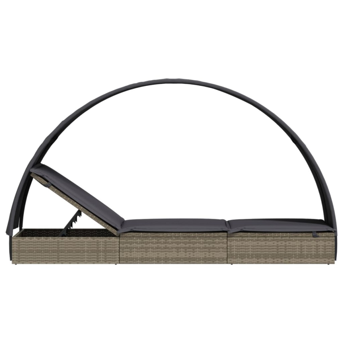 vidaXL Ξαπλώστρα με Στρογγυλή Οροφή Μαύρη 211x57x140 εκ. Συνθ. Ρατάν