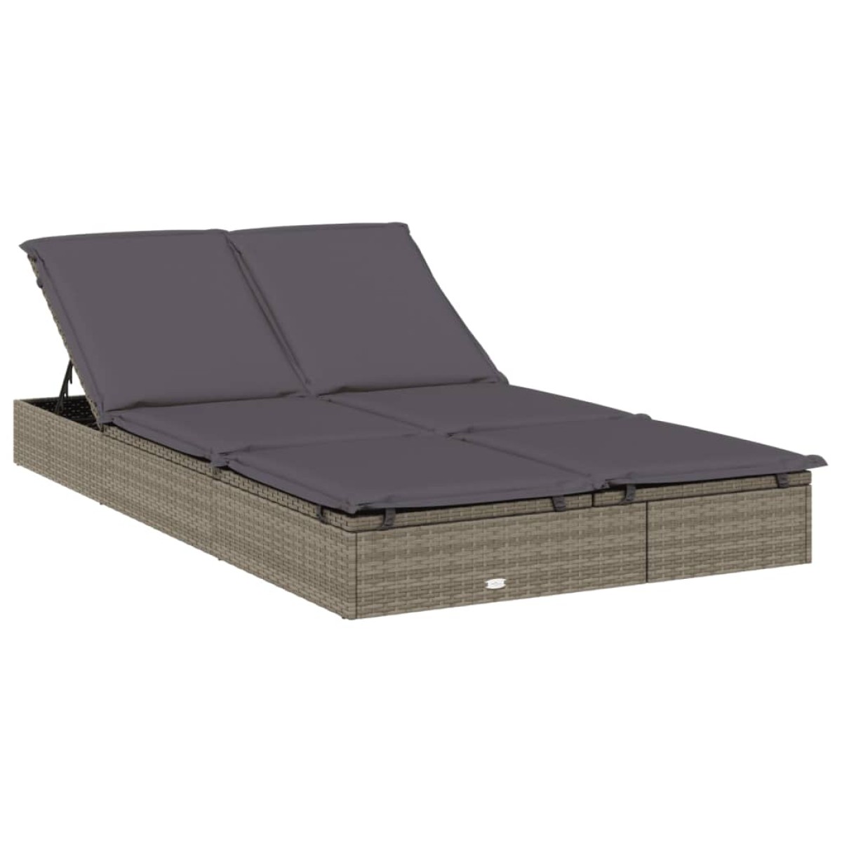 vidaXL Ξαπλώστρα 2 Ατόμων Στρογγ. Οροφή Γκρι 211x112x140εκ Συνθ. Ρατάν