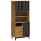 vidaXL Ντουλάπι με Γυάλινη Πόρτα FLAM 80x40x80εκ. από Μασίφ Ξύλο Πεύκο