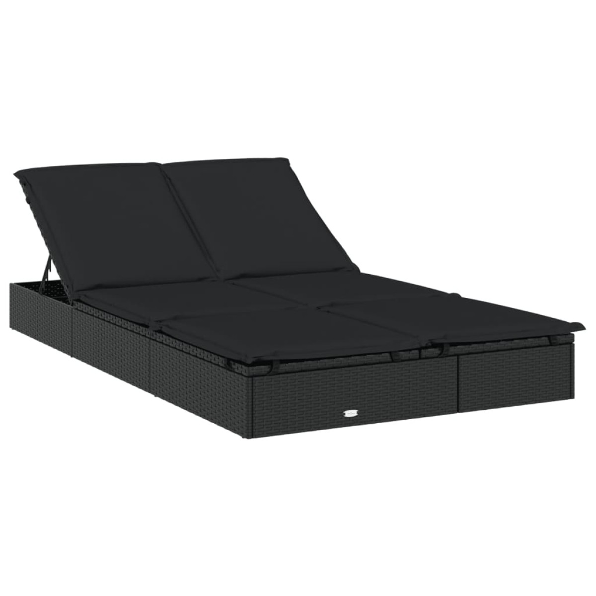 vidaXL Ξαπλώστρα 2 Ατόμων Στρογγ Οροφή Μαύρη 211x112x140εκ Συνθ. Ρατάν
