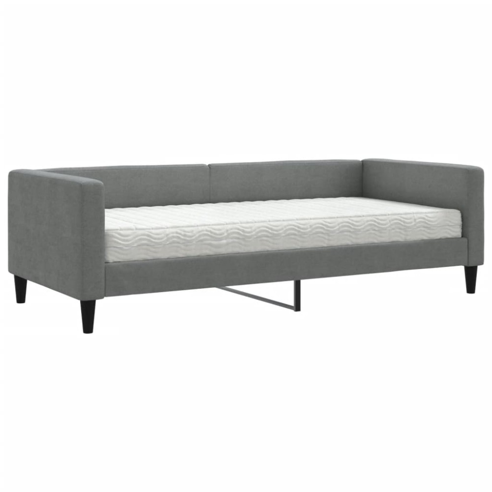 vidaXL Καναπές Κρεβάτι με Στρώμα Σκούρο Γκρι 90 x 190 εκ. Υφασμάτινο