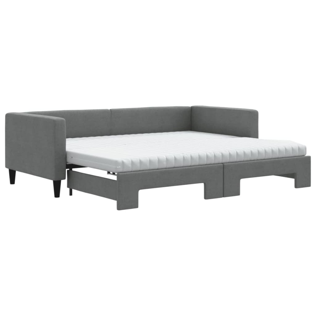 vidaXL Καναπές Κρεβάτι Συρόμενος Σκούρο γκρι 90x190 εκ Ύφασμα Στρώματα