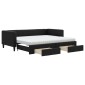 vidaXL Καναπές Κρεβάτι Συρόμενος Μαύρος 90x200 εκ. Ύφασμα & Συρτάρια