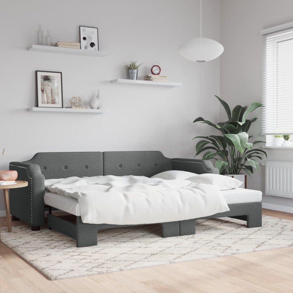 vidaXL Καναπές Κρεβάτι Συρόμενος Σκούρο Γκρι 80 x 200 εκ. Υφασμάτινος