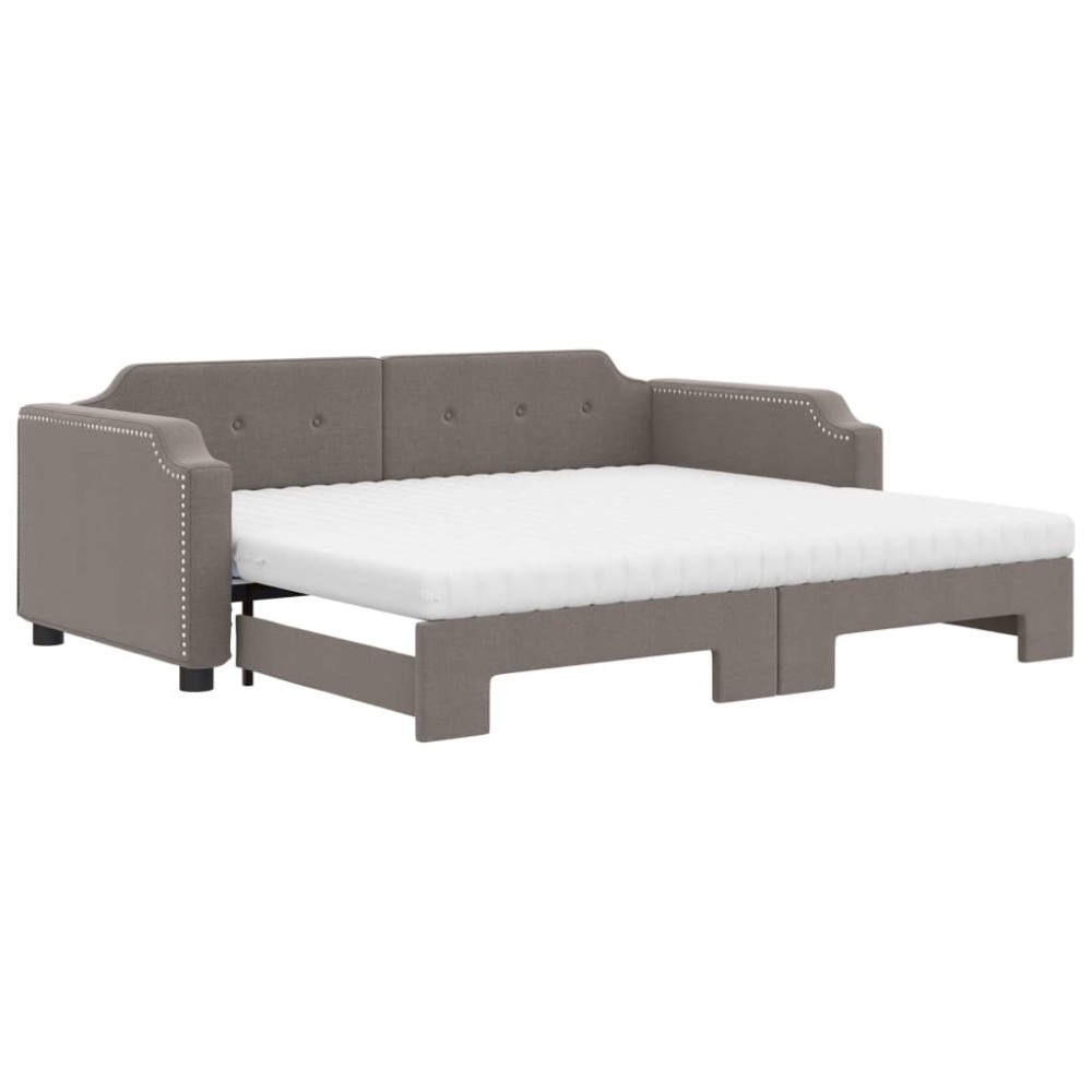 vidaXL Καναπές Κρεβάτι Συρόμενος Taupe 80x200 εκ. Υφασμάτινος Στρώματα