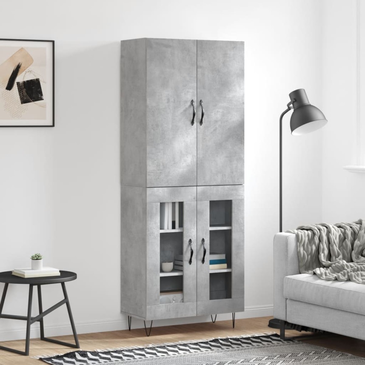 vidaXL Ντουλάπι Γκρι Σκυροδέματος 69,5x34x180 εκ. Επεξεργασμένο Ξύλο