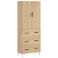 vidaXL Ντουλάπι Sonoma δρυς 69,5 x 34 x 180 εκ. από Επεξεργασμένο Ξύλο