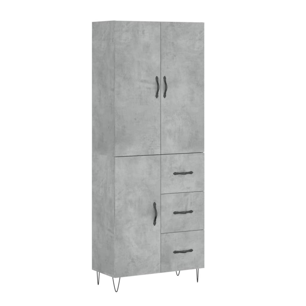 vidaXL Ντουλάπι Γκρι Σκυροδέματος 69,5x34x180 εκ. Επεξεργασμένο Ξύλο