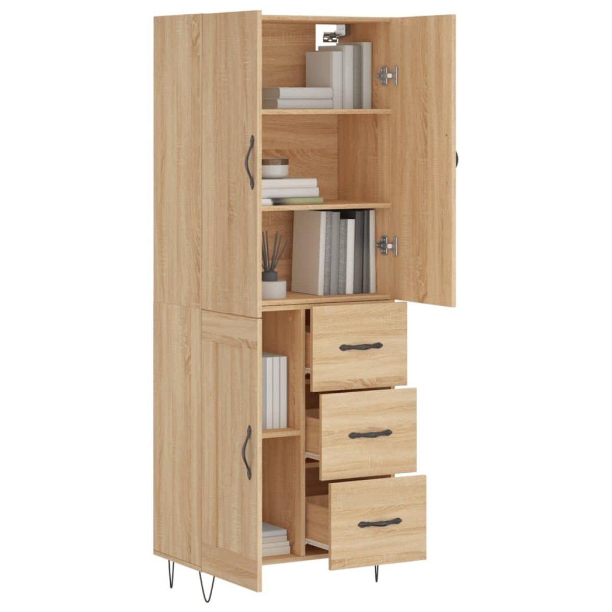 vidaXL Ντουλάπι Sonoma δρυς 69,5 x 34 x 180 εκ. από Επεξεργασμένο Ξύλο