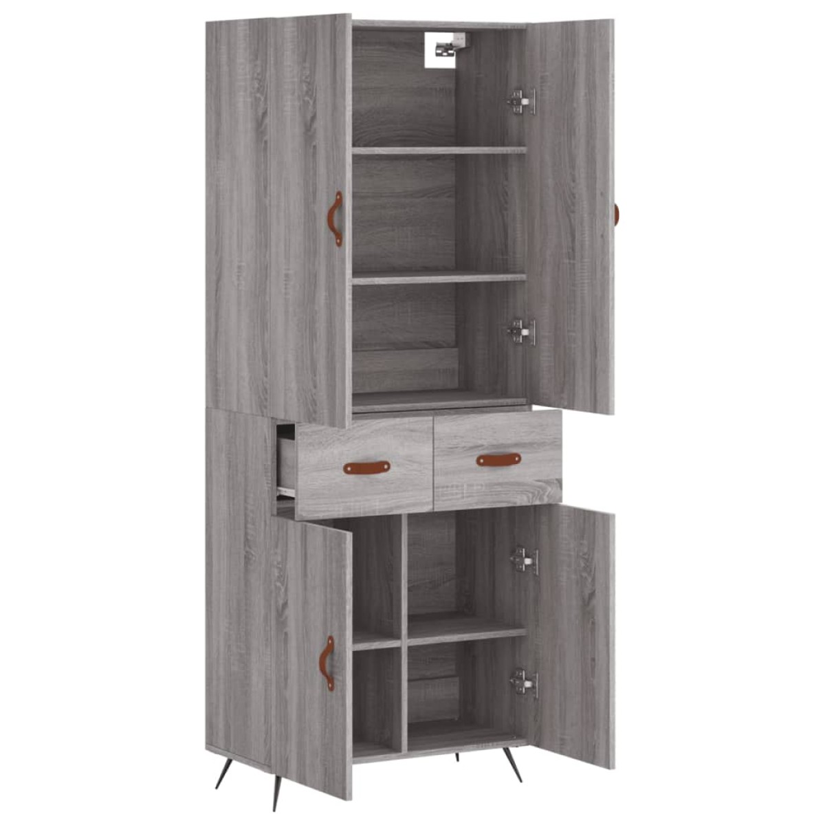 vidaXL Ντουλάπι Γκρι Sonoma 69,5 x 34 x 180 εκ. Επεξεργασμένο Ξύλο