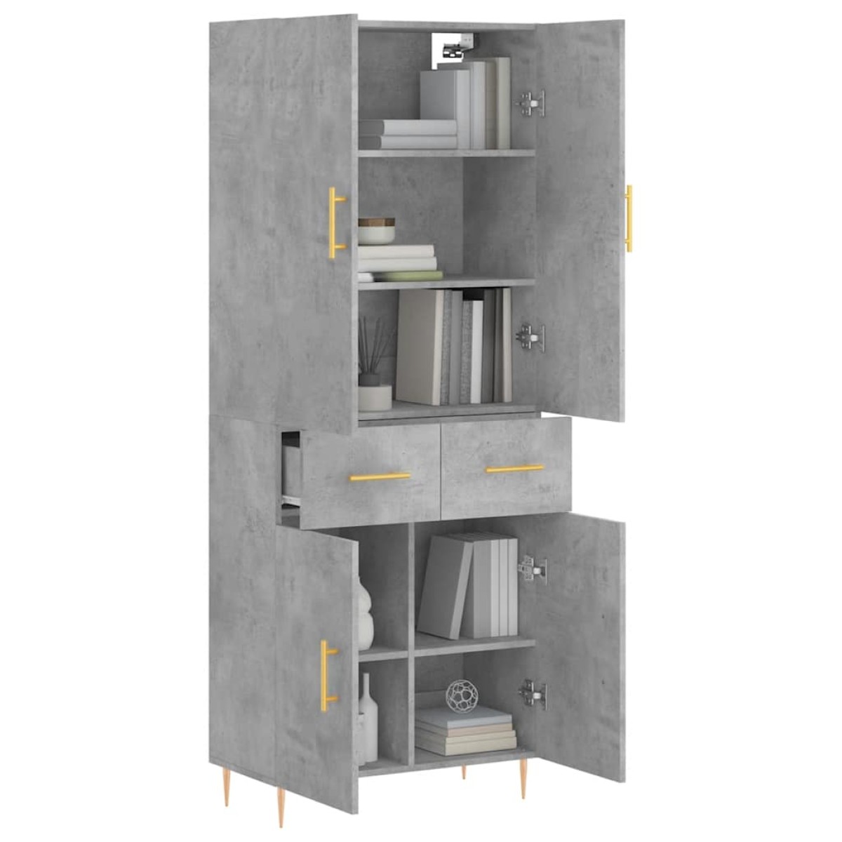 vidaXL Ντουλάπι Γκρι Σκυροδέματος 69,5x34x180 εκ. Επεξεργασμένο Ξύλο